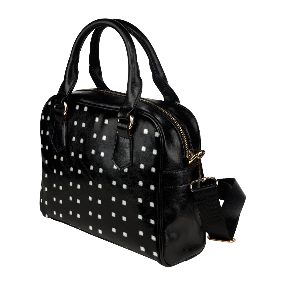 Polka Stripe Leather Satchel Bag e-joyer