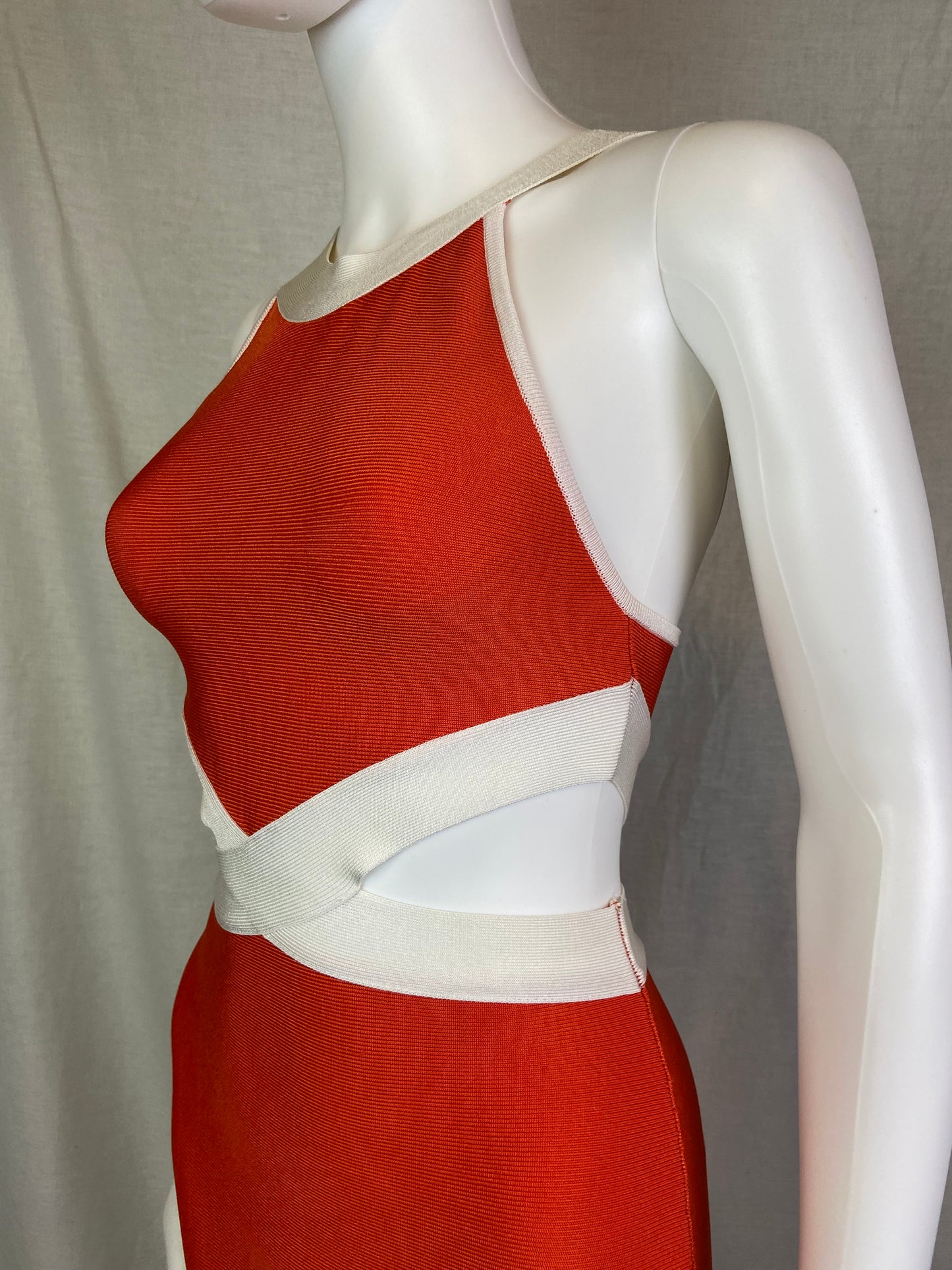 GUESS Orange Cream White Cut Out Cocktail Stretch Dress