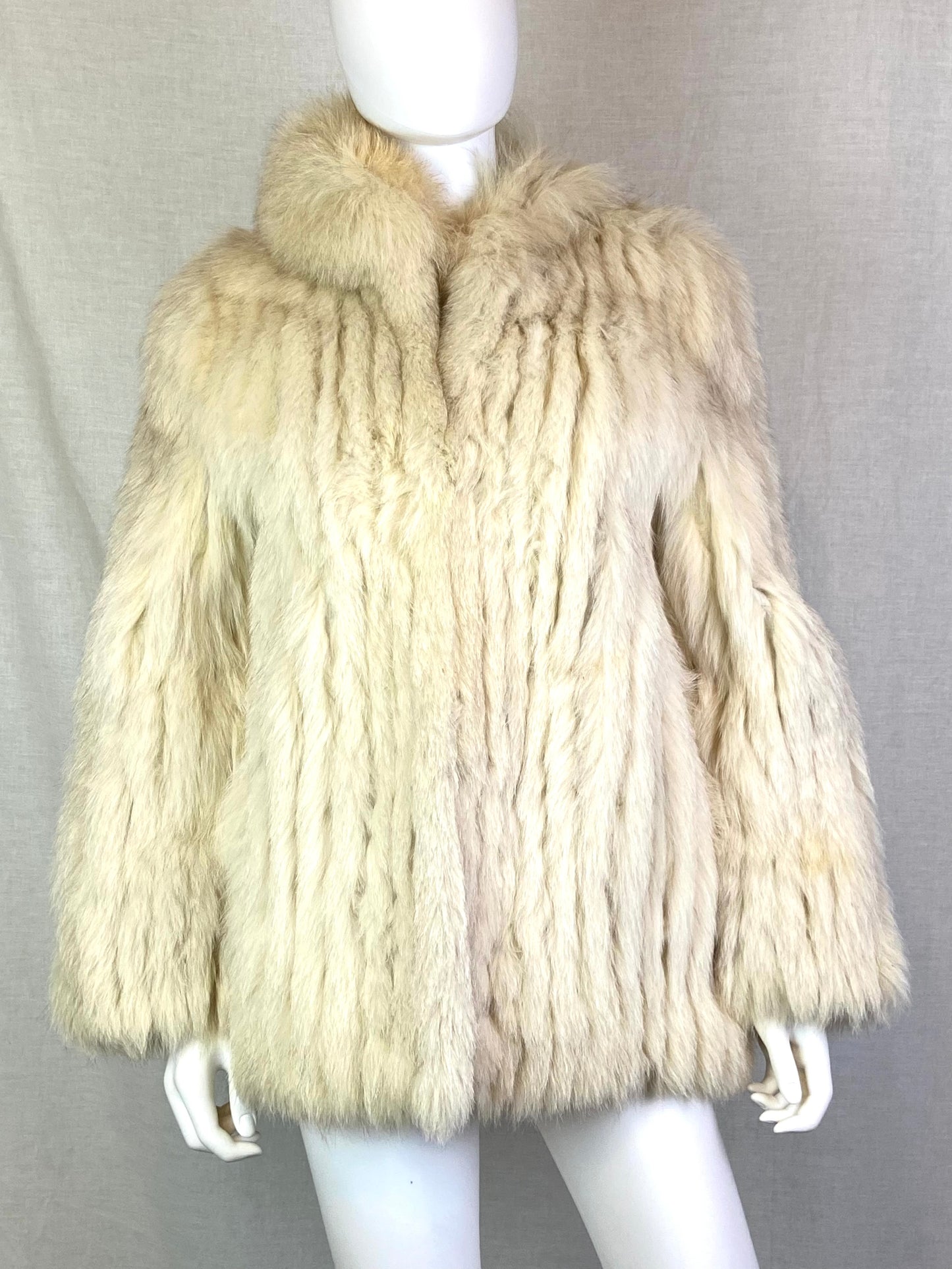 Vintage Cream White Gray FOX Fur Coat ABBY ESSIE STUDIOS