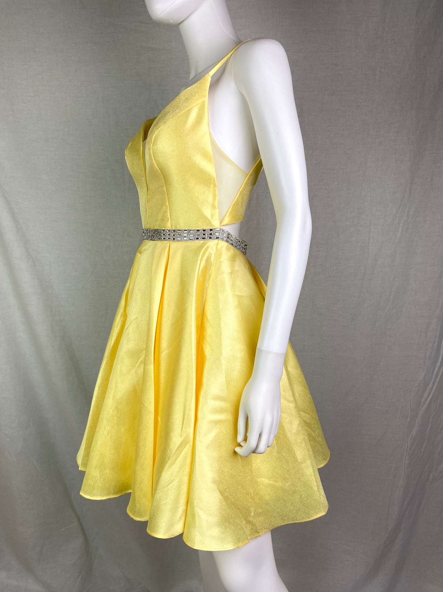 Vintage Promgirl Yellow Glitter Rhinestone Cocktail Dress ABBY ESSIE STUDIOS