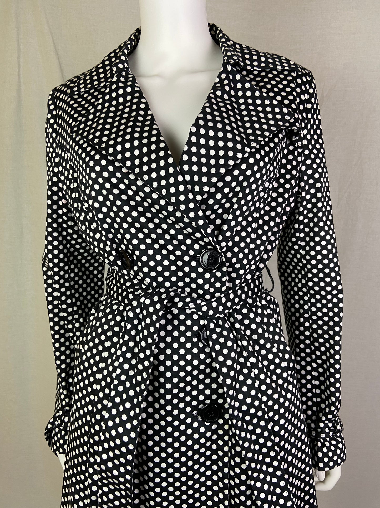Vertigo Black White Polka Dot Raincoat Duster ABBY ESSIE STUDIOS