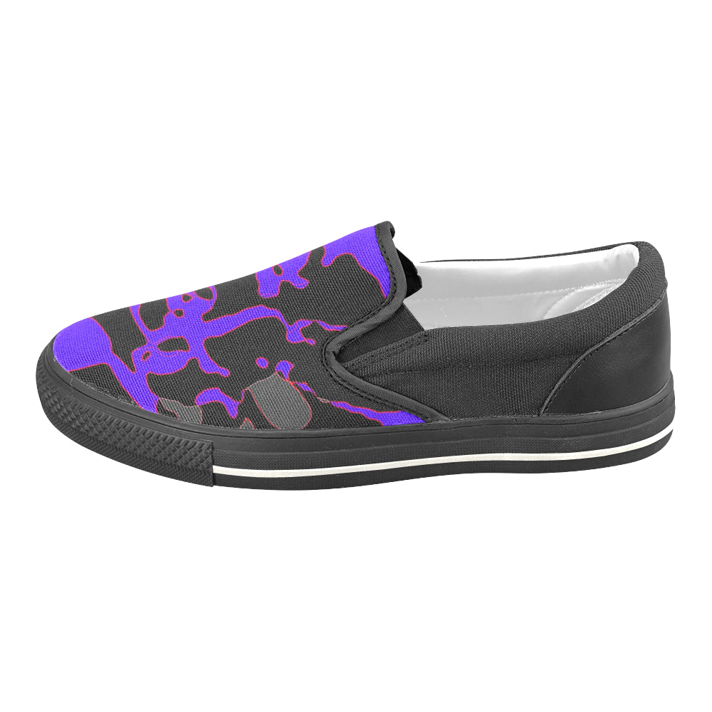 edit blue blk abstract Women's Slip-on Canvas Shoes/Large Size (Model 019) e-joyer