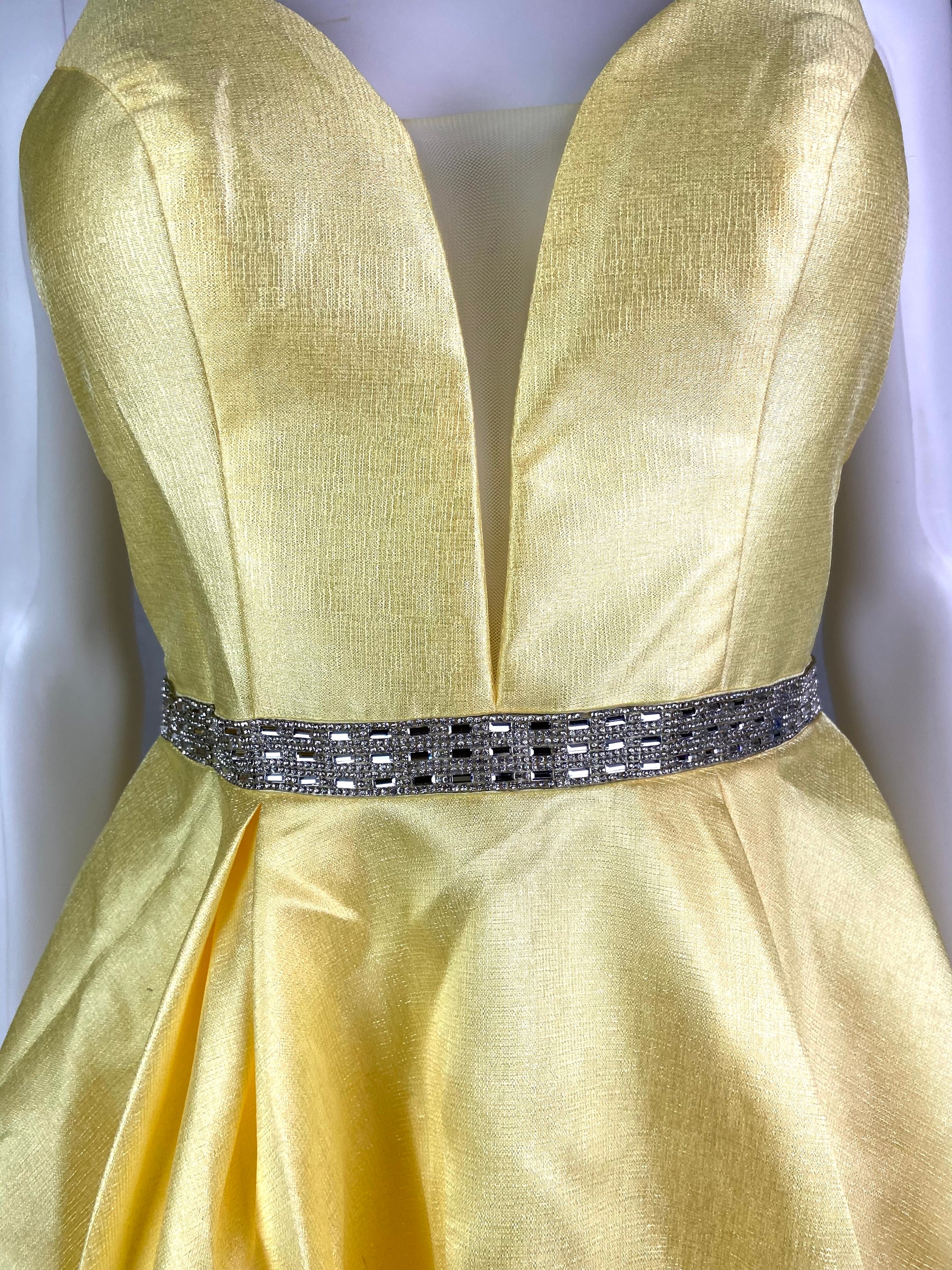 Vintage Promgirl Yellow Glitter Rhinestone Cocktail Dress ABBY ESSIE STUDIOS