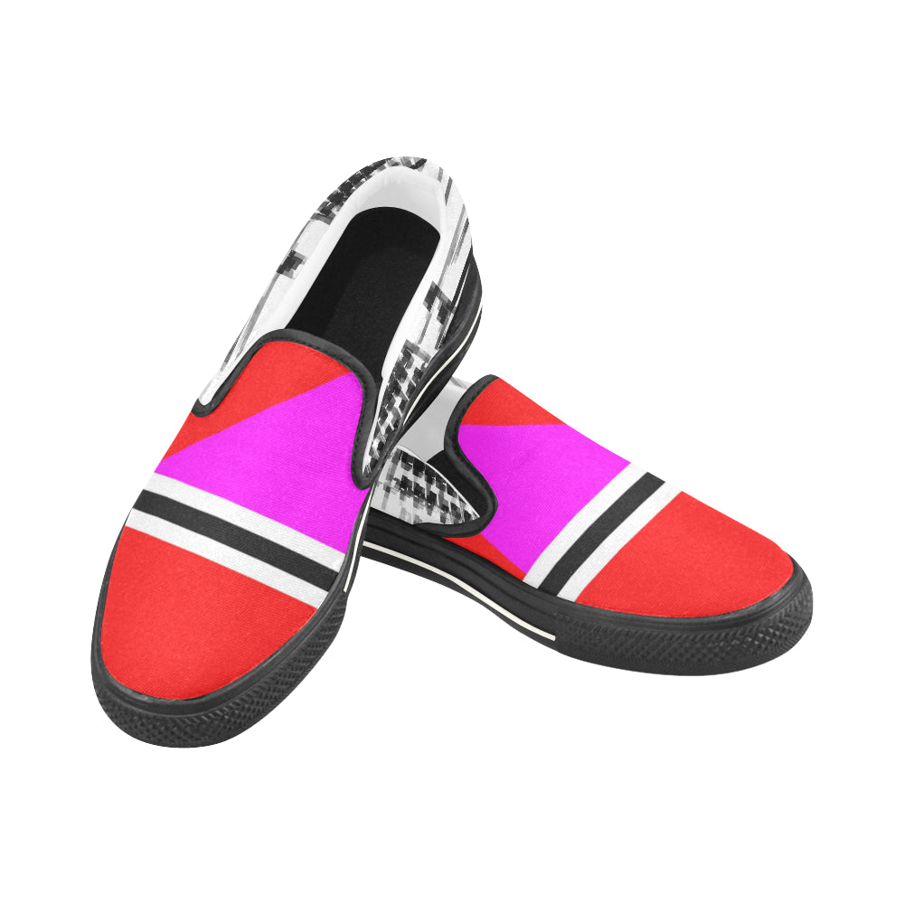 7 IMG_3845.JPG 2 white black border Women's Slip-on Canvas Shoes/Large Size (Model 019) e-joyer