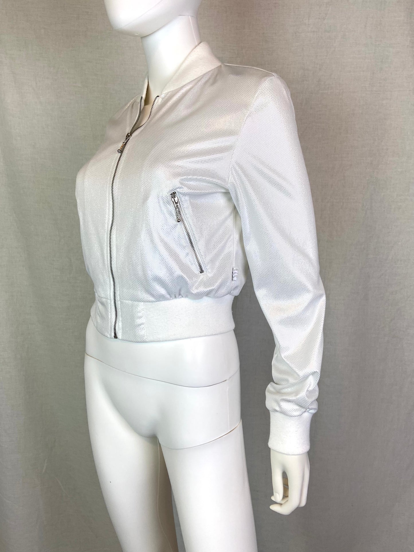 Glitter White Silver Satin Jacket JR ABBY ESSIE STUDIOS