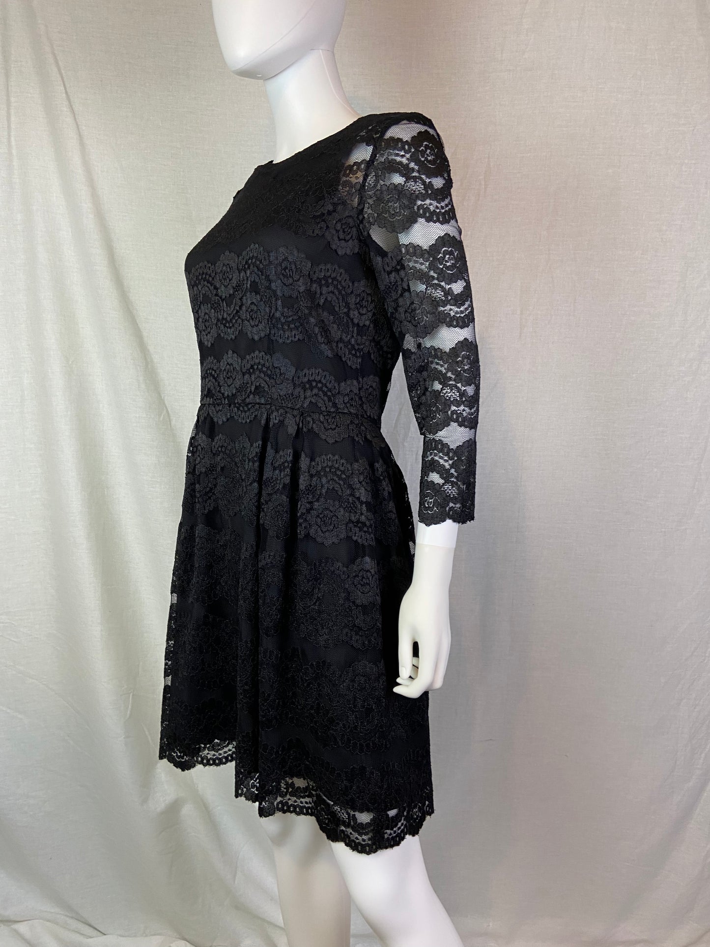 Tahari Black Lace Fitted Waist Dress ABBY ESSIE STUDIOS