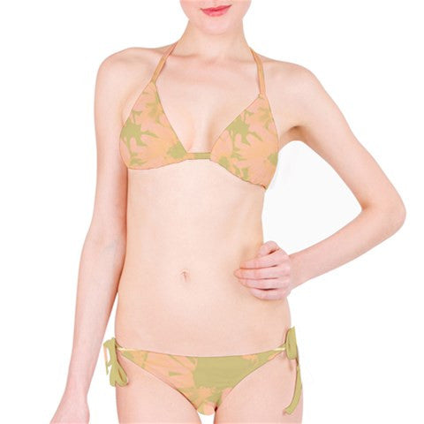 Suga Lane Floral Delights Peach Nude Tan Bikini Swimsuit ABBY ESSIE