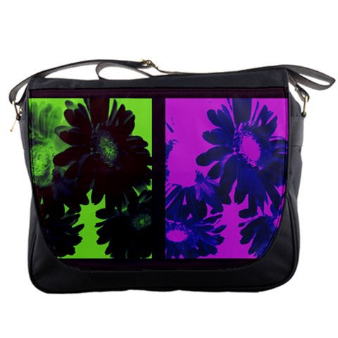 Deviant Floral Green Purple Black Large Messenger Bag Abby Essie