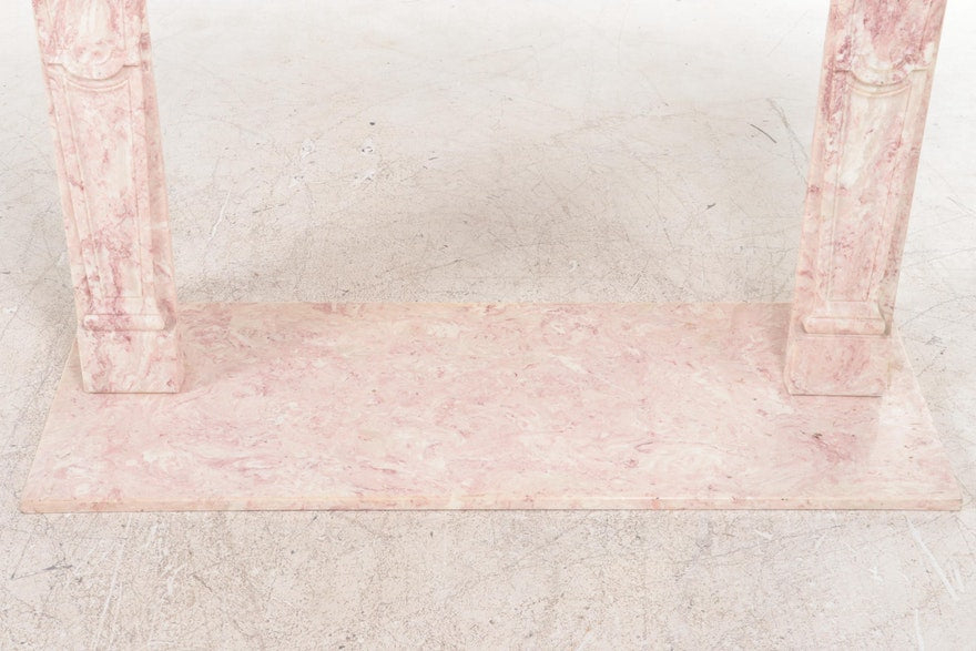 French Louis XV Pink Faux Marble Fireplace Mantel