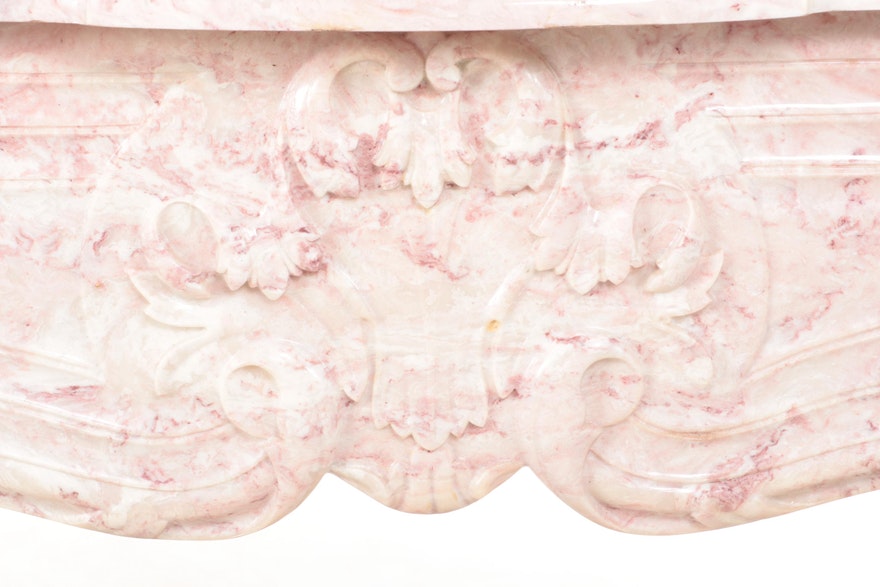 French Louis XV Pink Faux Marble Fireplace Mantel