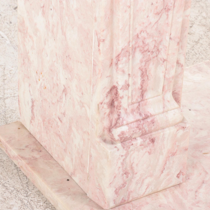French Louis XV Pink Faux Marble Fireplace Mantel