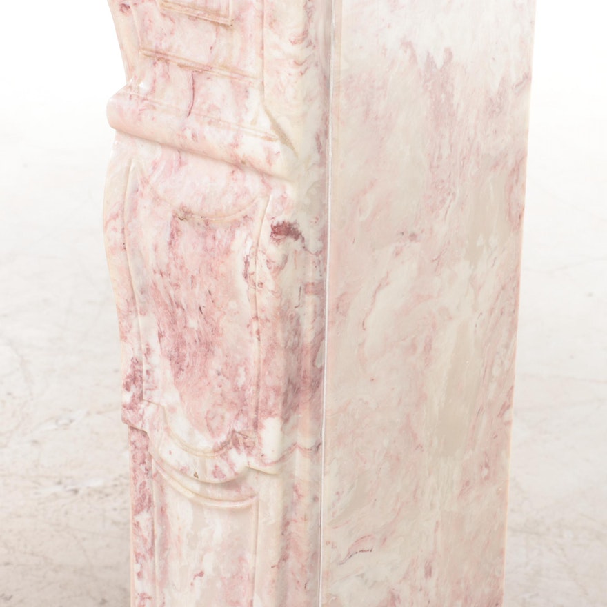 French Louis XV Pink Faux Marble Fireplace Mantel
