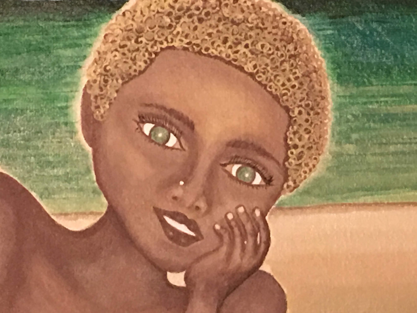 Beach Babe No. 1 “Emerald” Acrylic Painting by Alaina Suga Lane Williams ABBY ESSIE