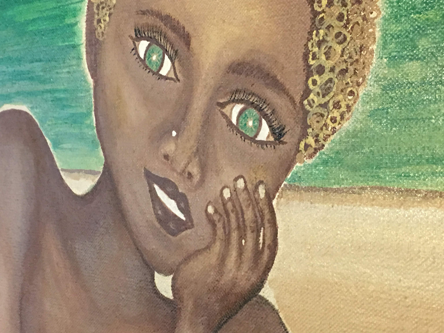 Beach Babe No. 1 “Emerald” Acrylic Painting by Alaina Suga Lane Williams ABBY ESSIE