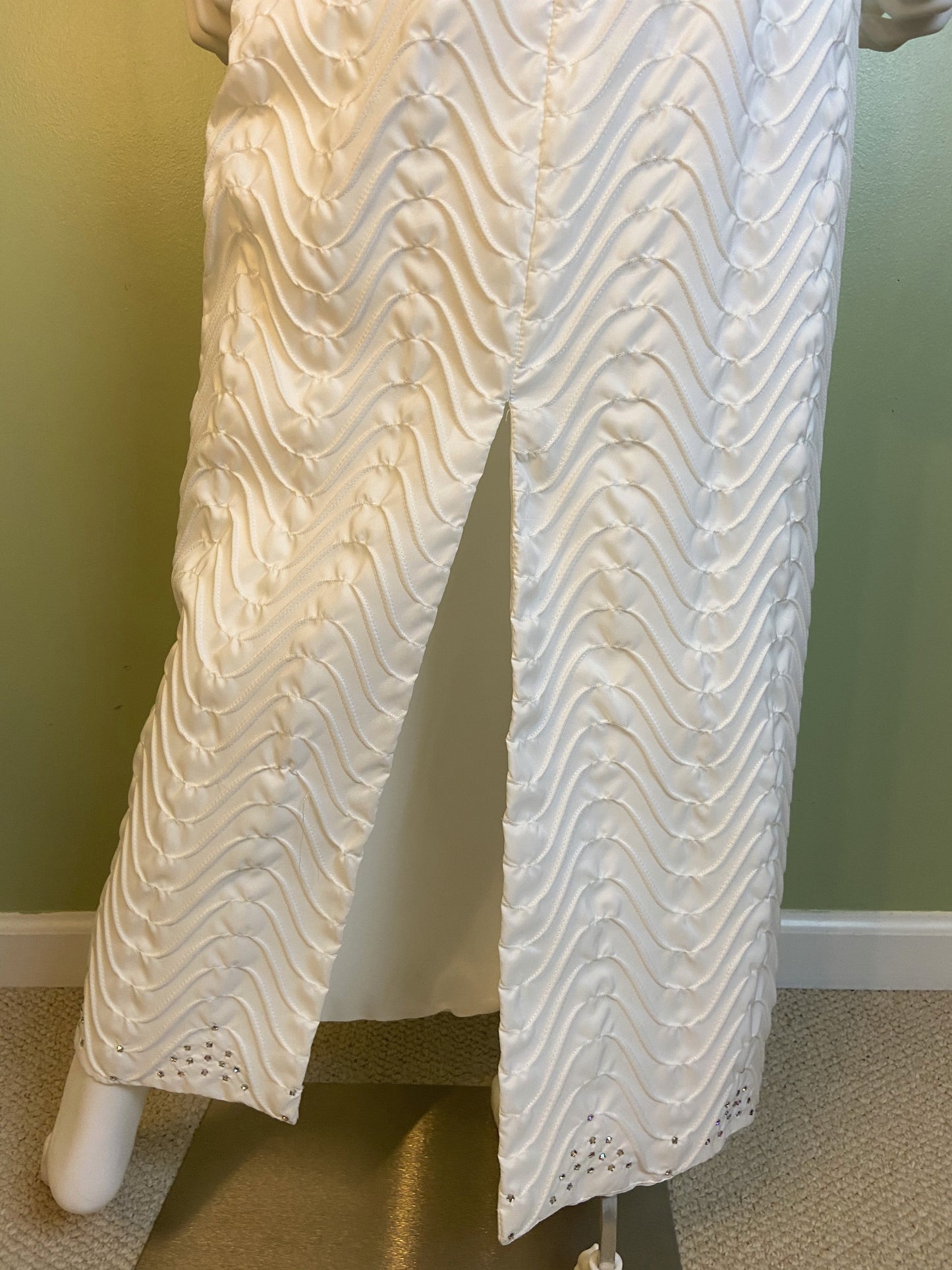 Vintage Mike Benet White Pleated Ruche Rhinestone Gown Abby Essie