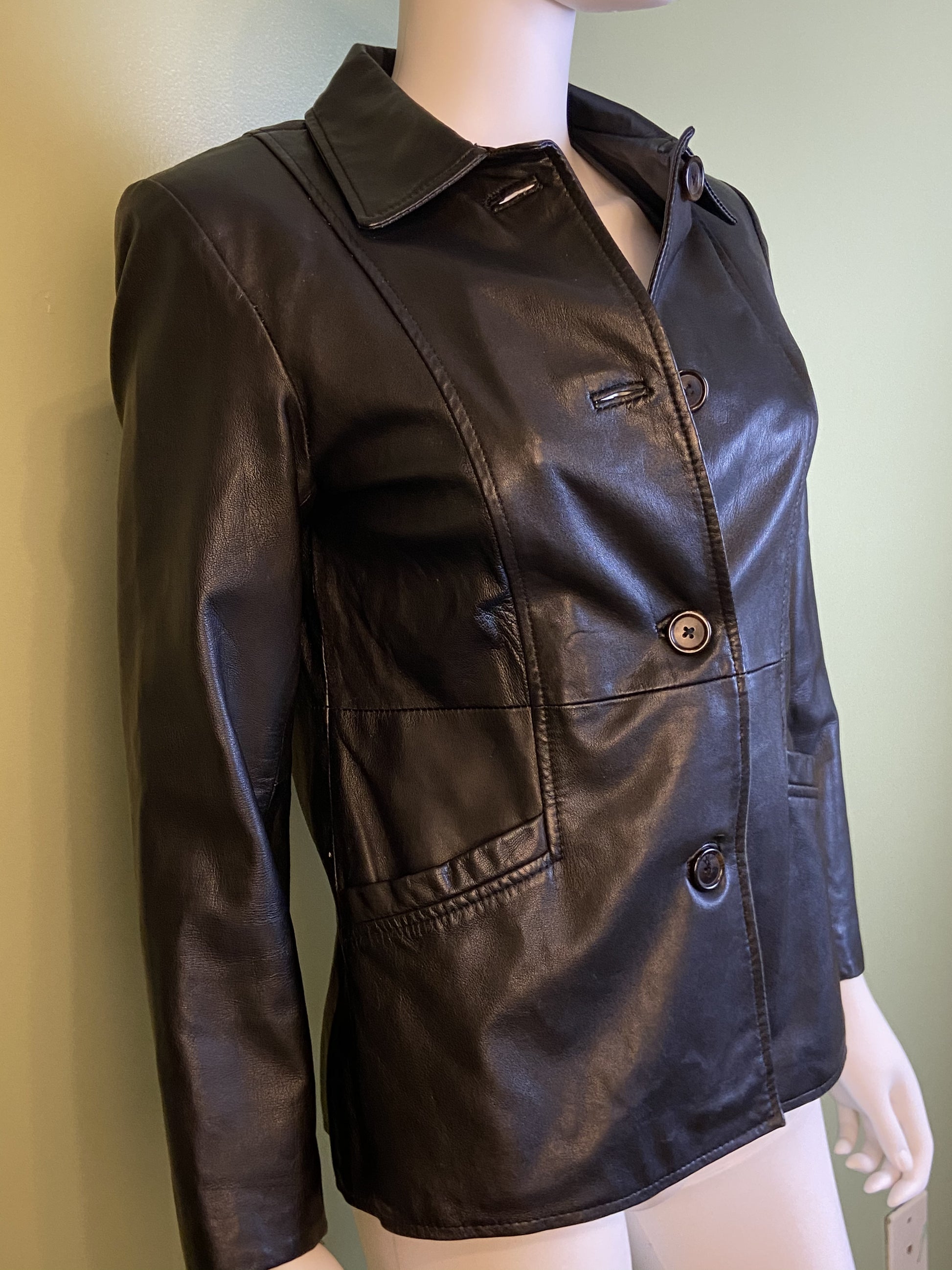 Black Leather Jacket Style & Co Petites Size P [Small 0 2 4] Abby Essie