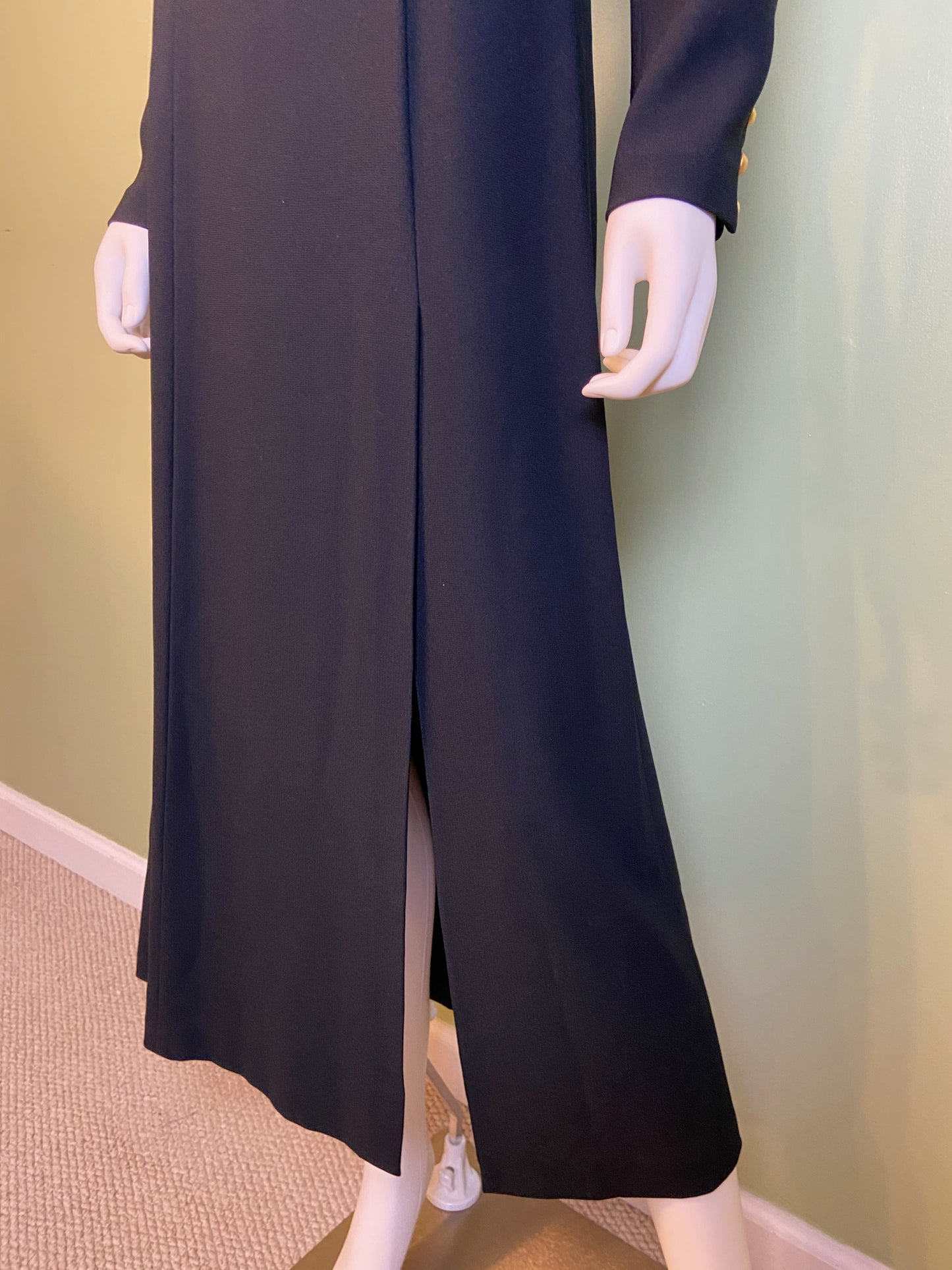 Nwot Kenar Ann Tjian Long Black Crepe Sheath Dress