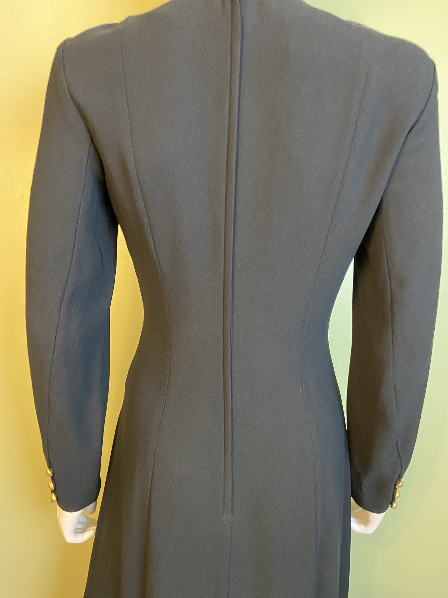 Nwot Kenar Ann Tjian Long Black Crepe Sheath Dress