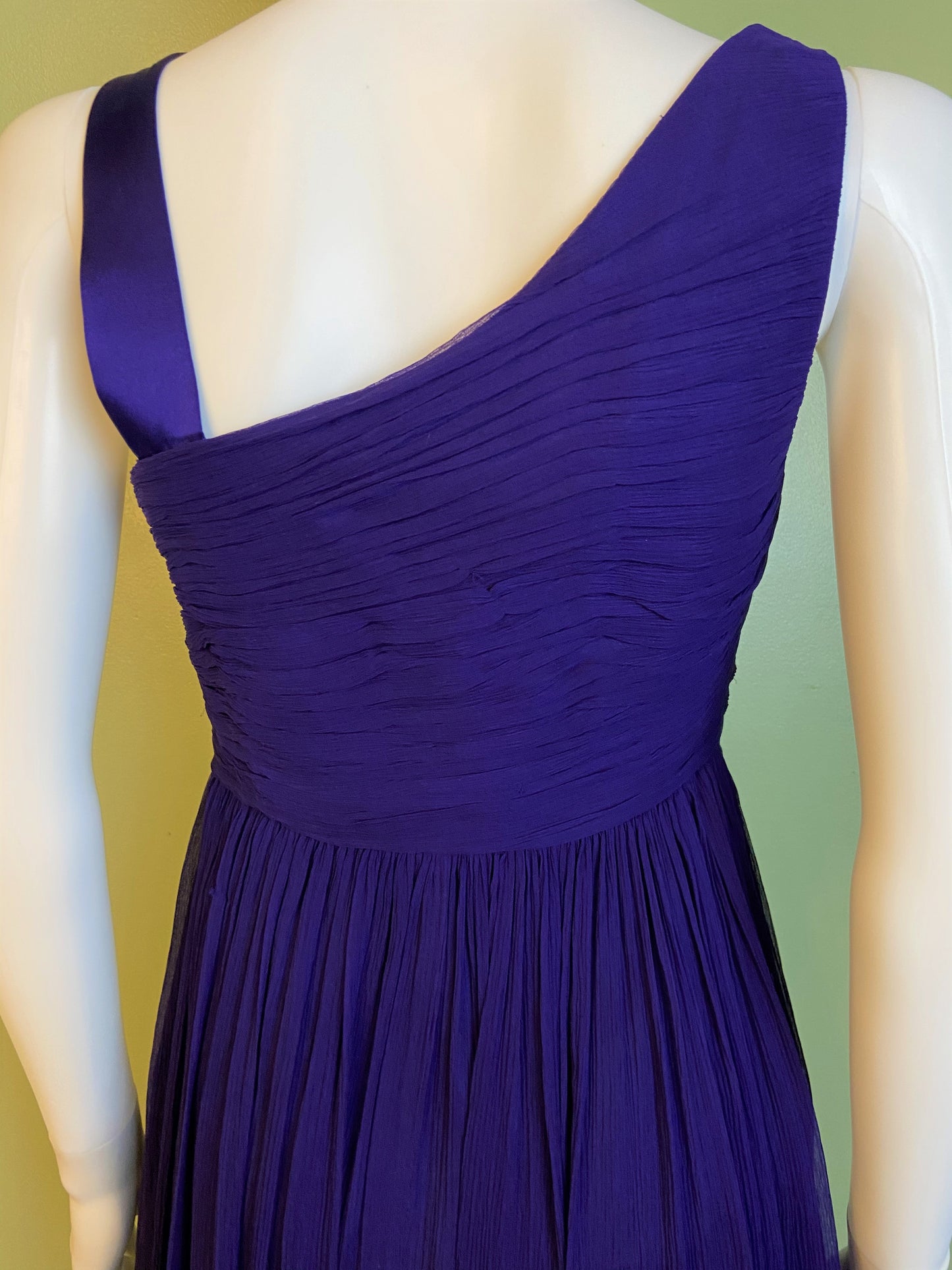 Maggy London Purple Silk Pleated Asymetrical Dress
