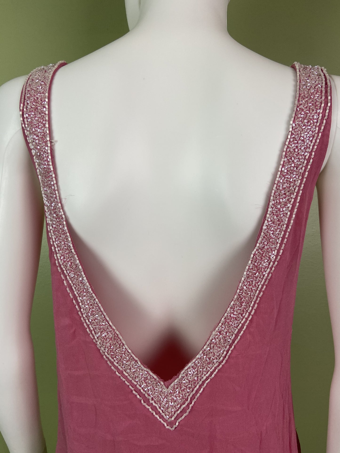 Pink Silk Beaded Sequin Tank Top Abby Essie