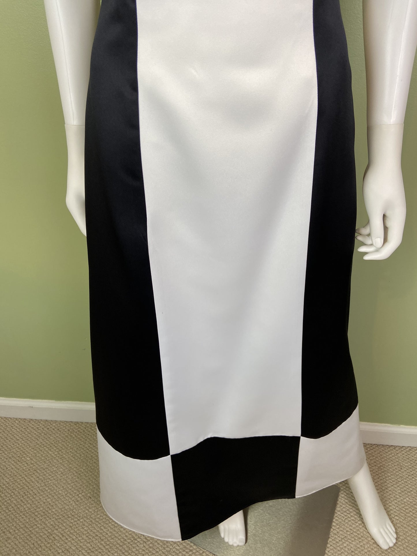 Vintage Satin Black White Checkerboard Tuxedo Gown Abby Essie