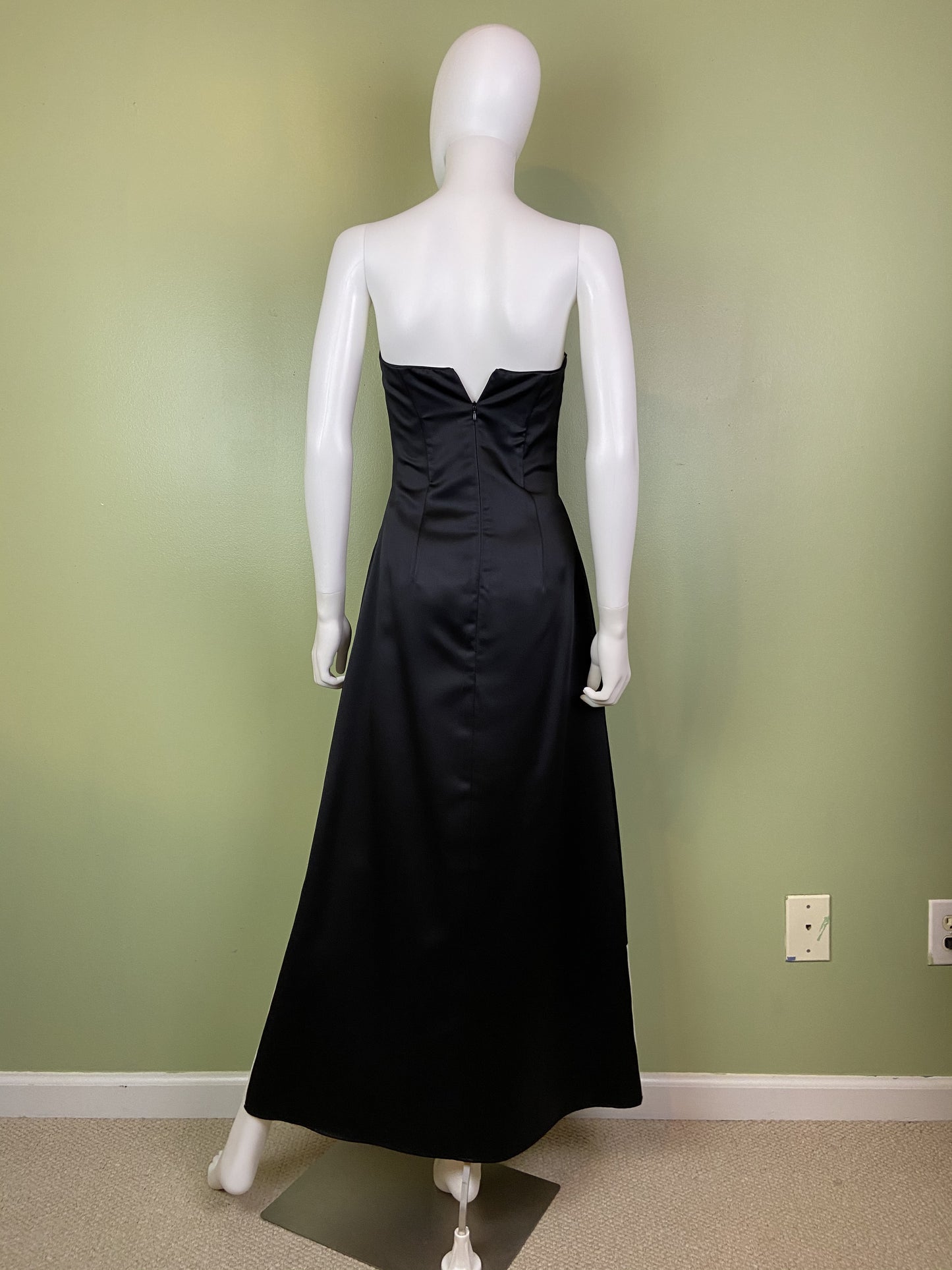 Vintage Satin Black White Checkerboard Tuxedo Gown Abby Essie