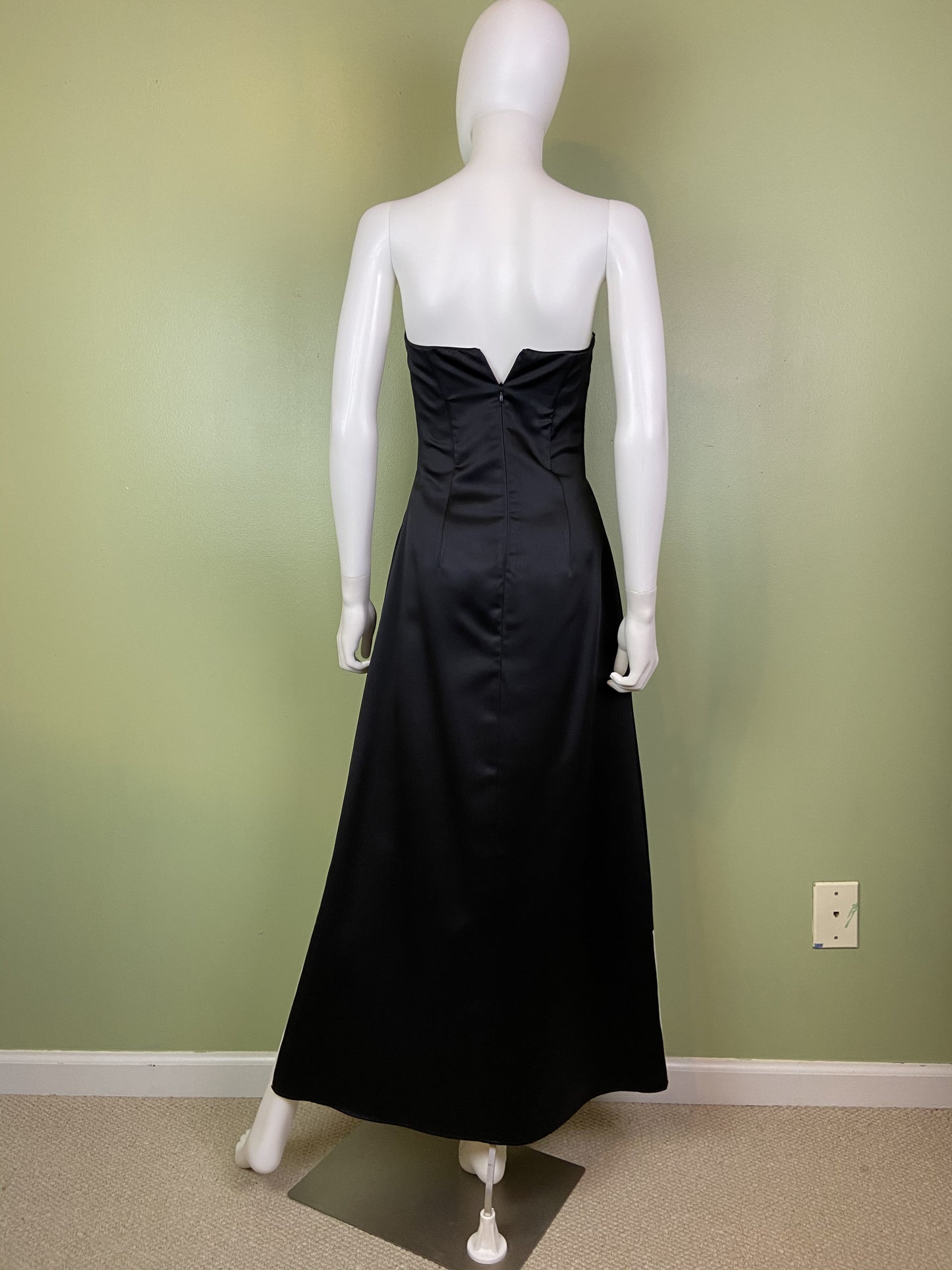 Vintage Satin Black White Checkerboard Tuxedo Gown Abby Essie