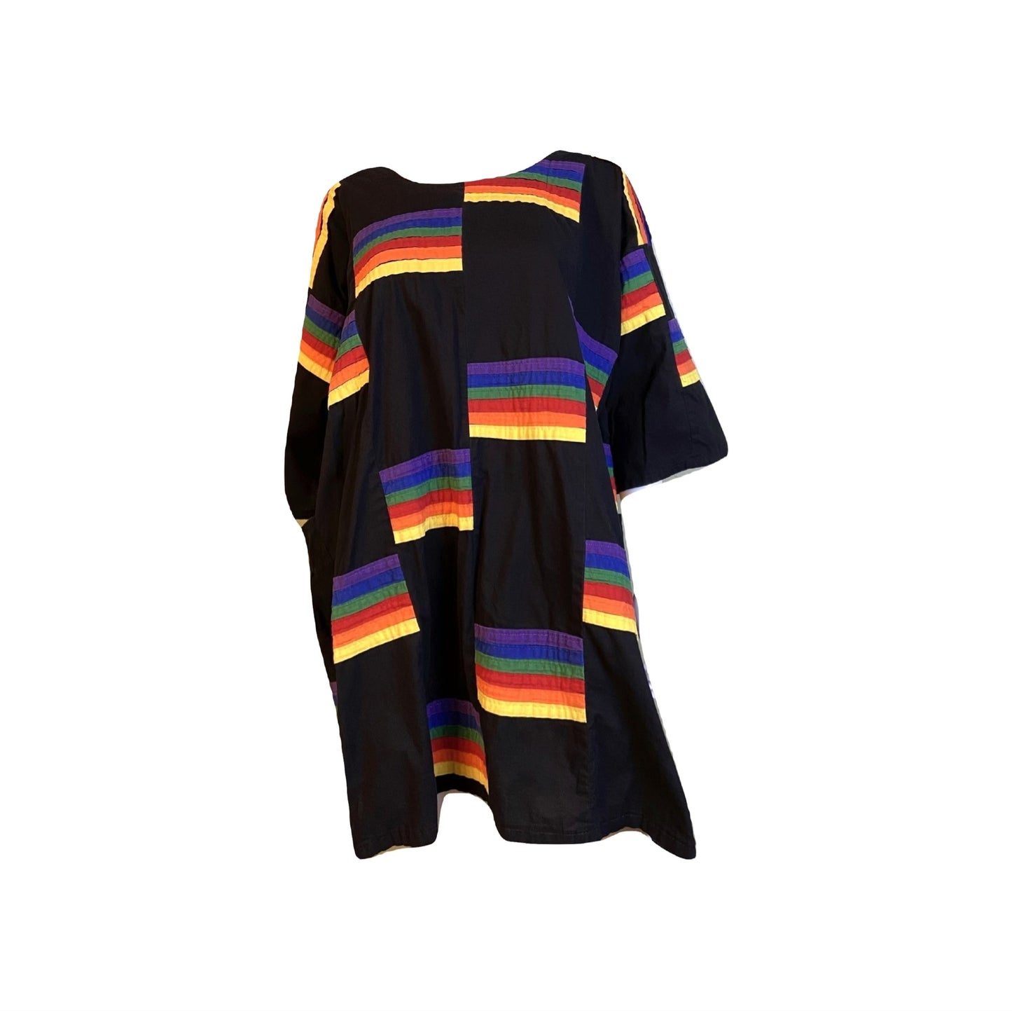 Vintage Exotic African Rainbow Black Kaftan Daishiki Abby Essie