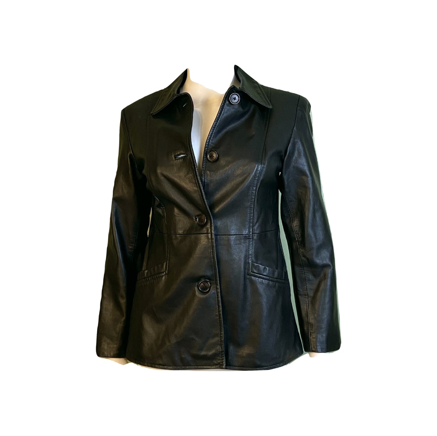 Black Leather Jacket Style & Co Petites Size P [Small 0 2 4] Abby Essie