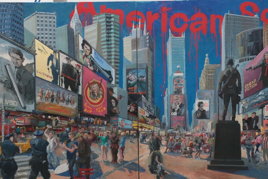 Large Scale American Square Oil Painting Kazuo Ooka