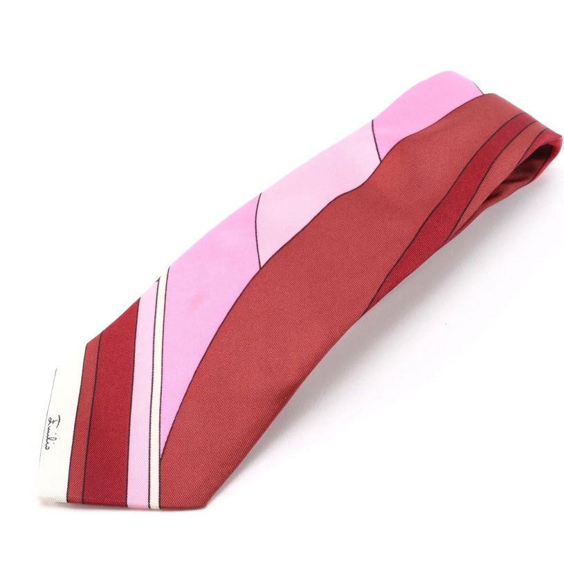 EMILIO PUCCI Women's SILK TIE Red Pink Graphic