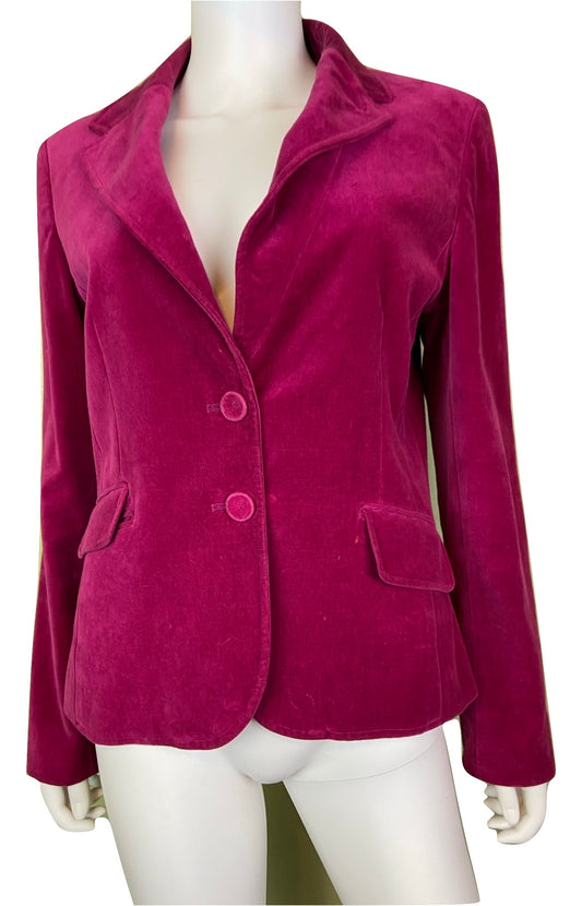 Hot Pink Fuschia Velvet Blazer Jacket ABBY ESSIE STUDIOS