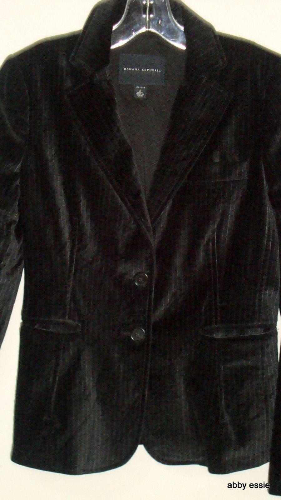 Black Velvet Banana Republic White Pin-Striped Rocker Goth Blazer 2 Xs Abby Essie