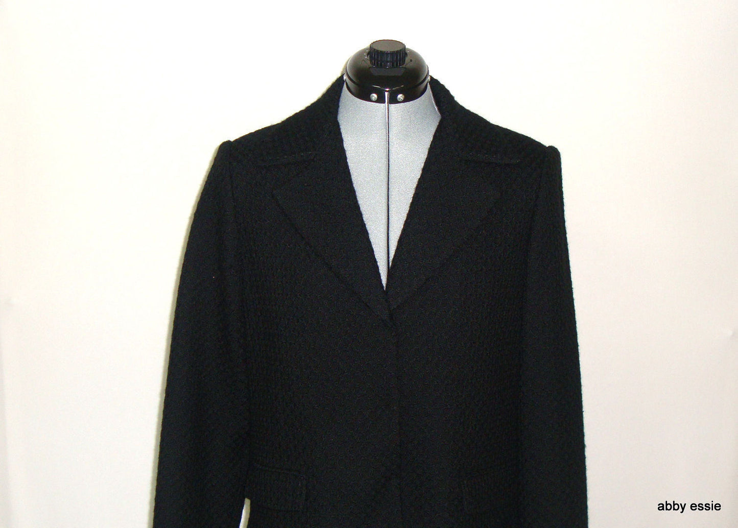 TAHARI BLACK WOOL BUCLE TEXTURED CAREER CLASSIC BLAZER SZ 8 MEDIUM Abby Essie