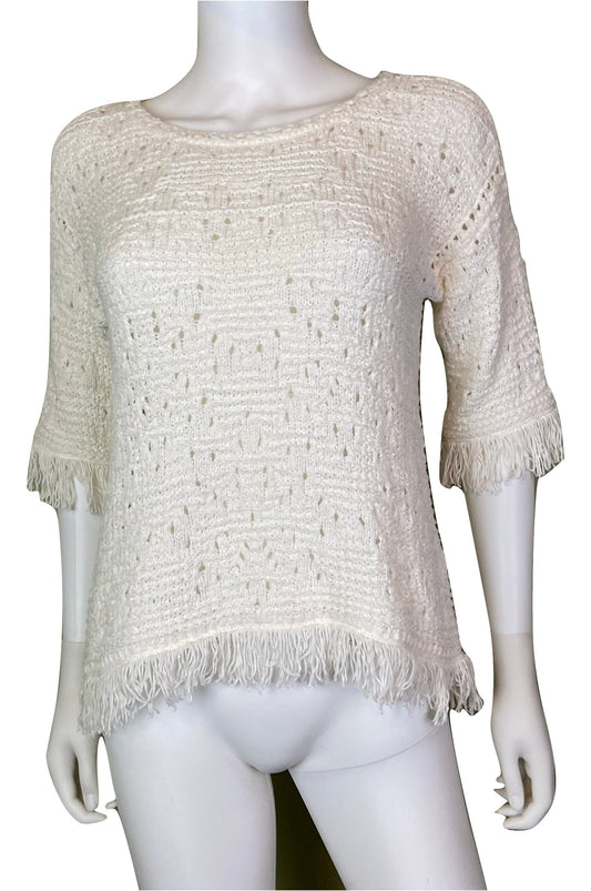 White Knit Sweater Top ABBY ESSIE STUDIOS