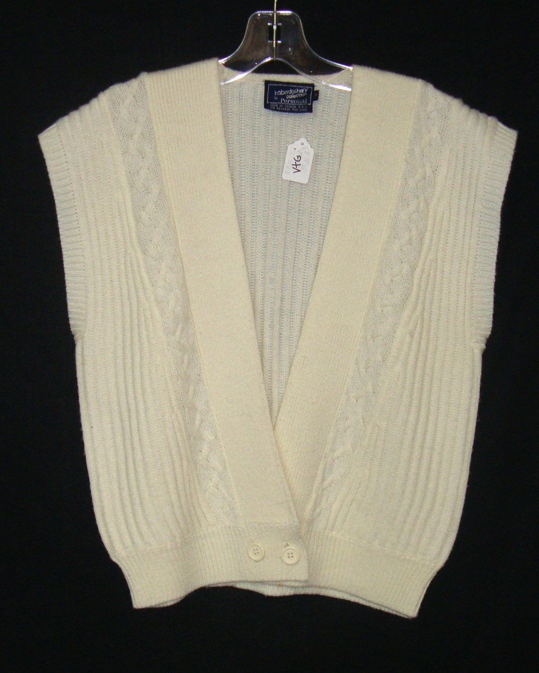 Vintage Haberdashery By Personal White Cream Sweater Vest Sz Medium Abby Essie