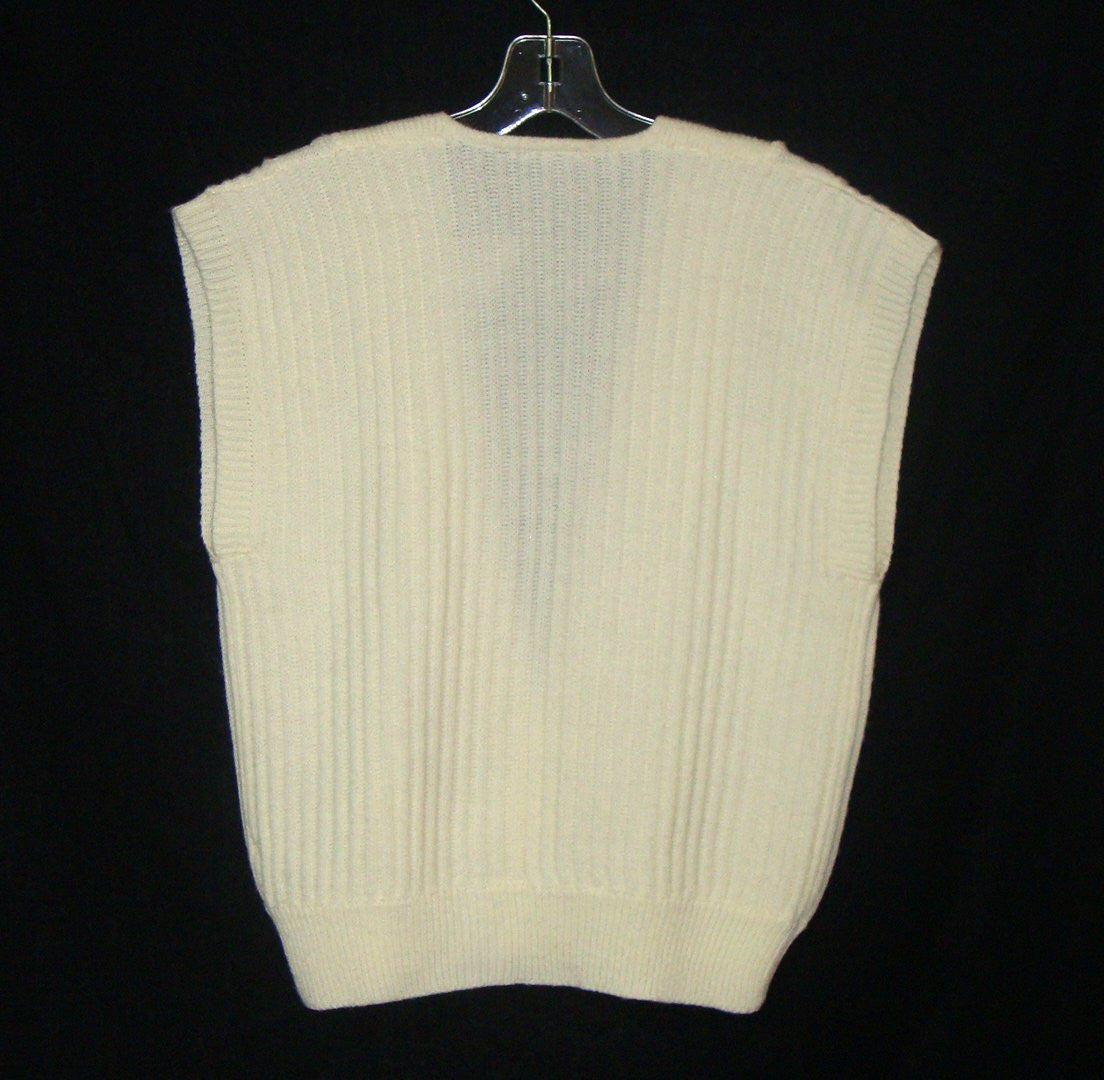 Vintage Haberdashery By Personal White Cream Sweater Vest Sz Medium Abby Essie