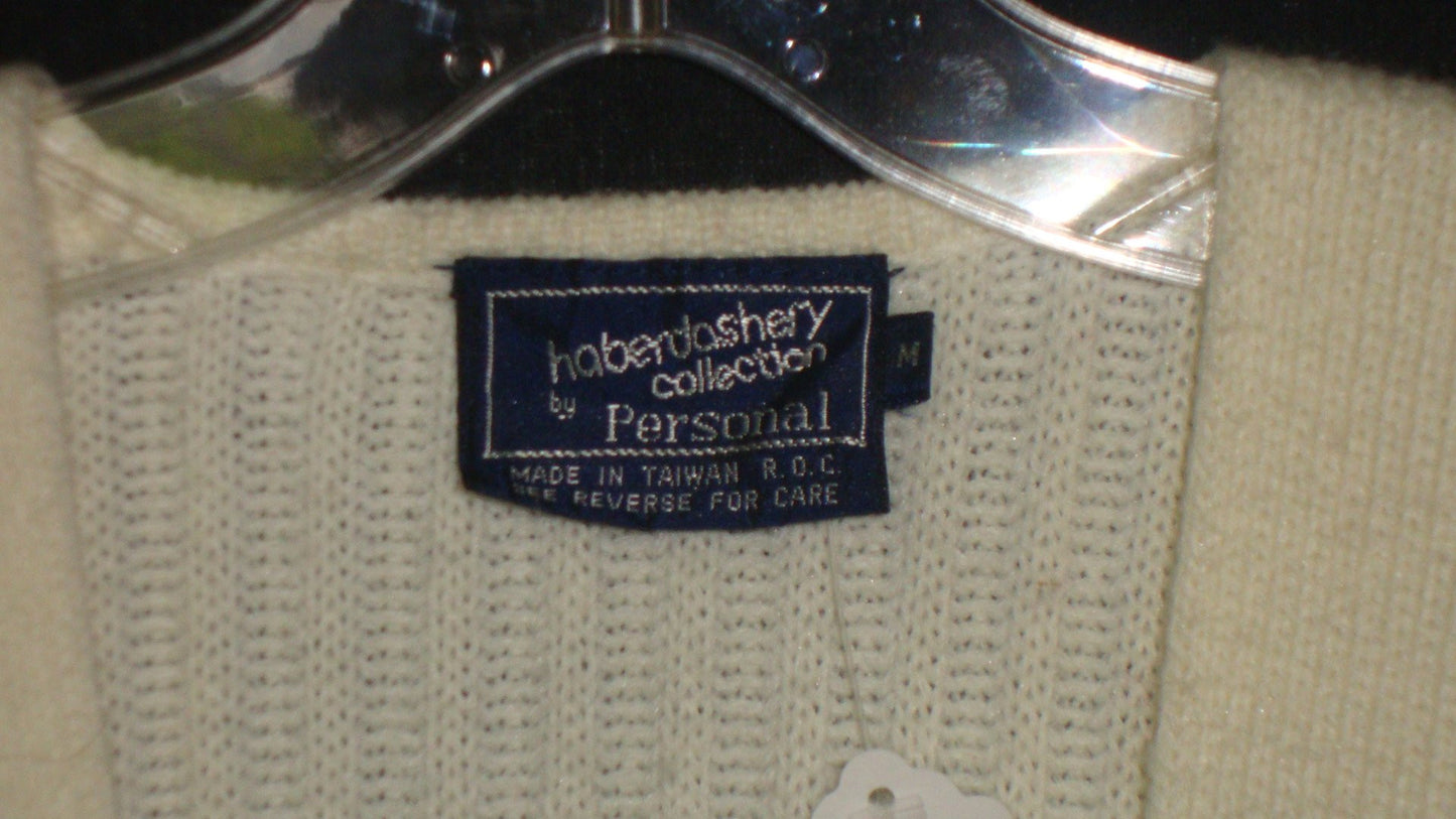Vintage Haberdashery By Personal White Cream Sweater Vest Sz Medium Abby Essie