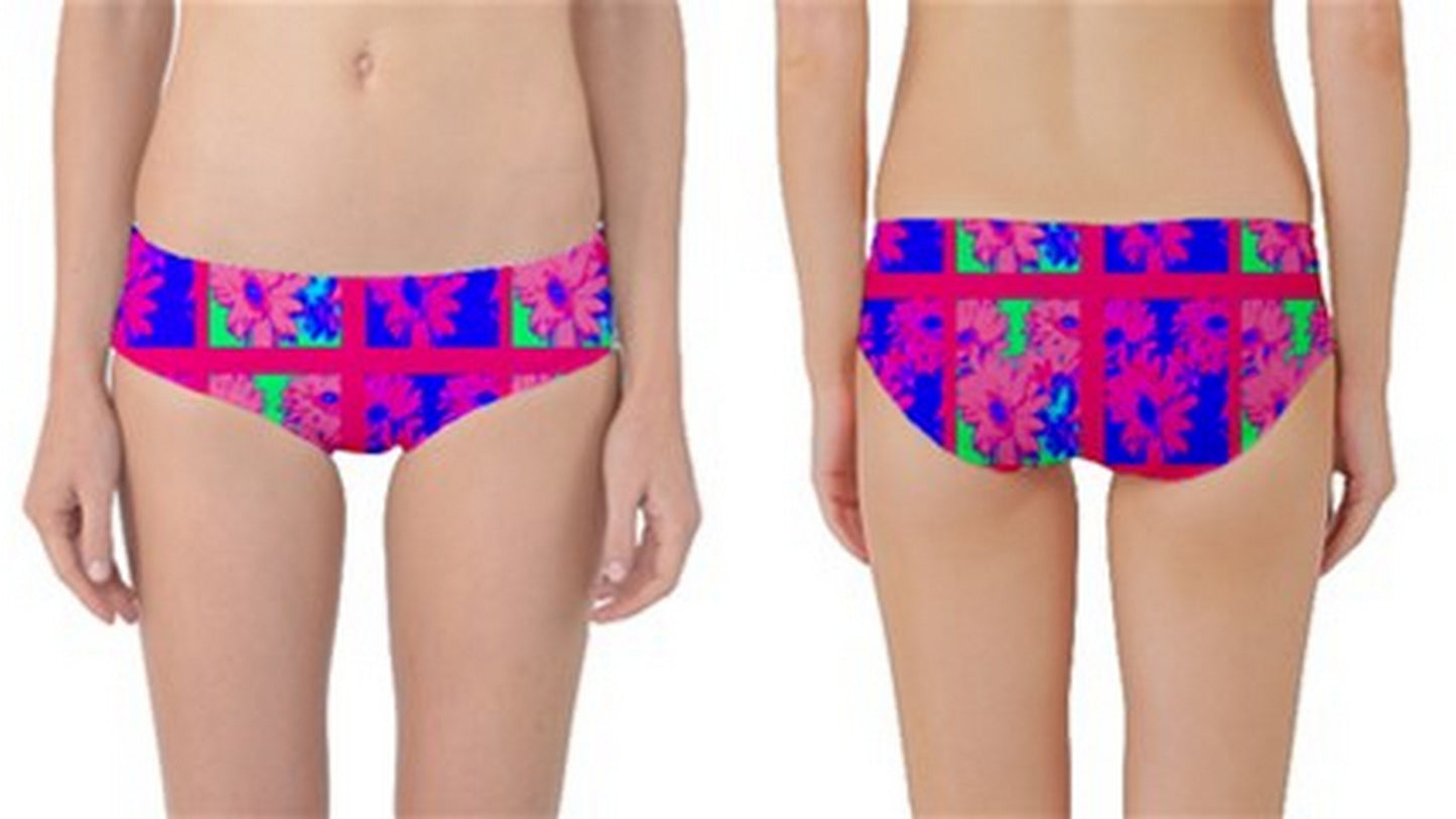 Suga Lane Tropical Floral Pink Blue Green Classic Bikini Bottoms ABBY ESSIE