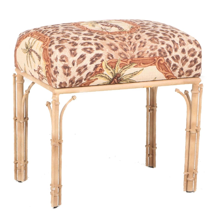 Animal Print Safari Split Reed Bamboo Stool