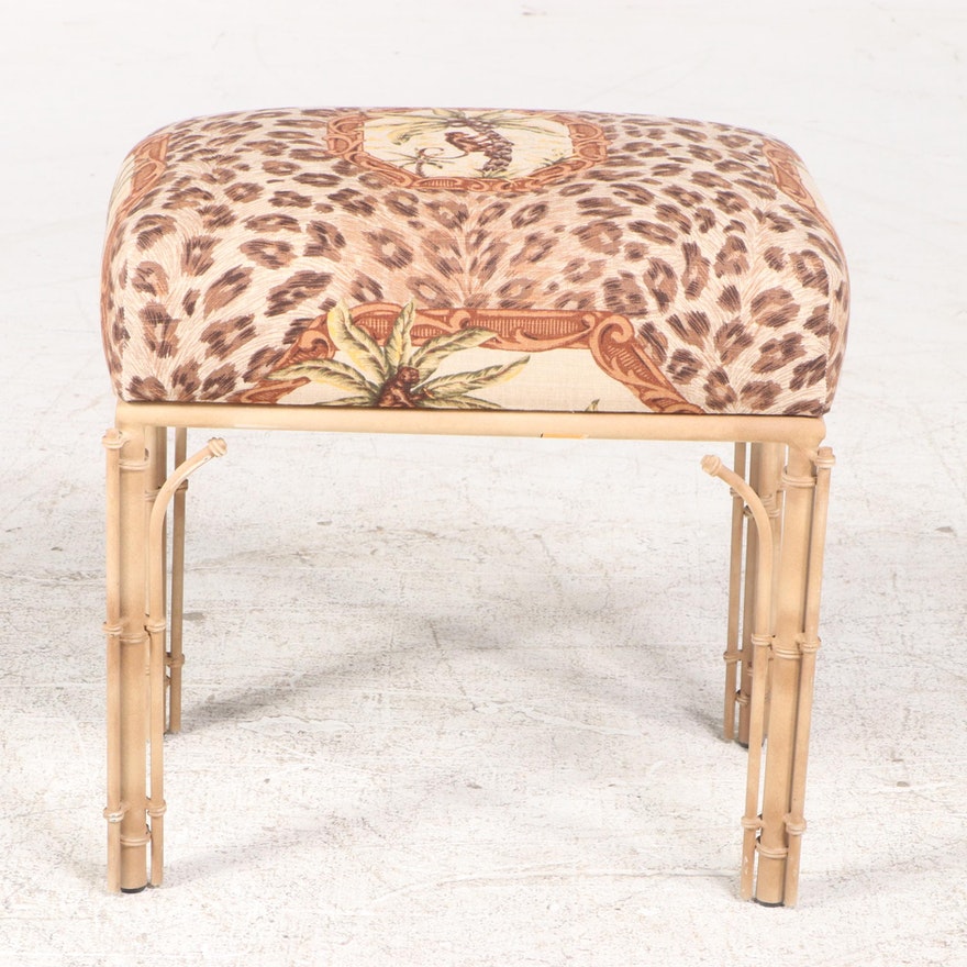 Animal Print Safari Split Reed Bamboo Stool