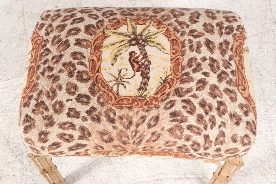 Animal Print Safari Split Reed Bamboo Stool