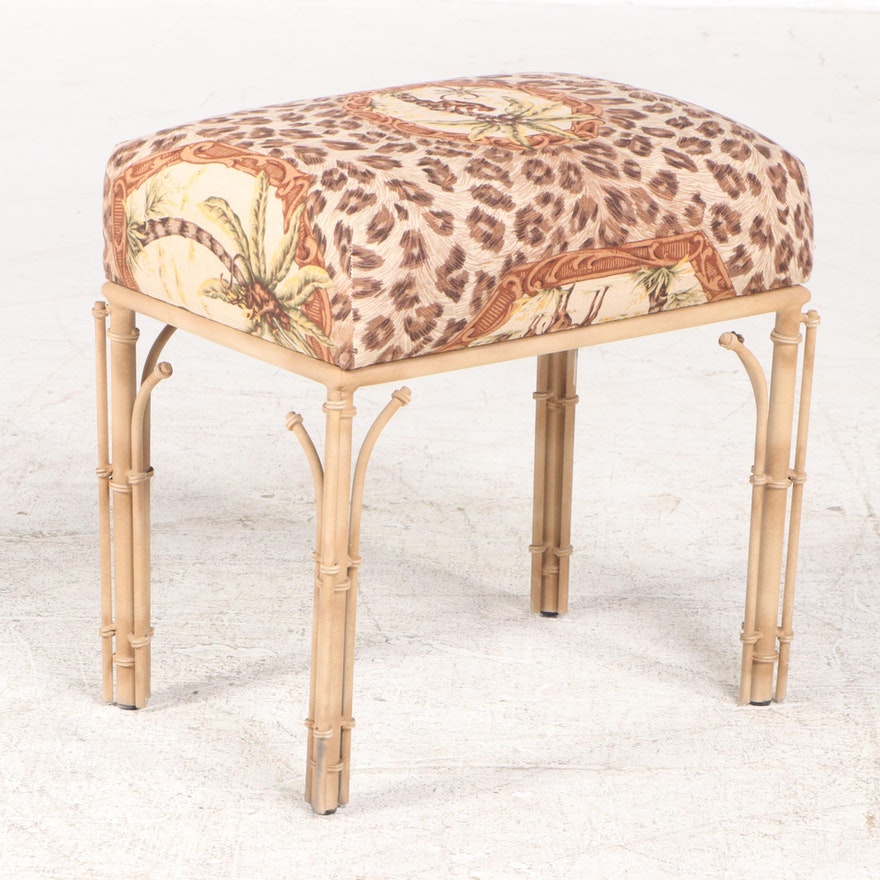 Animal Print Safari Split Reed Bamboo Stool