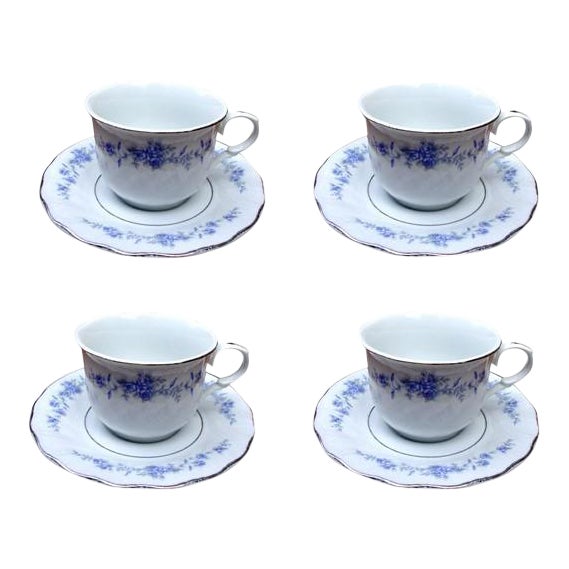 Floral Silver Purple Green Tea Coffee Set - Set of 8 ABBY ESSIE STUDIOS