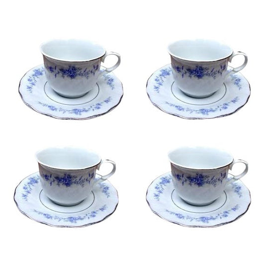 Floral Silver Purple Green Tea Coffee Set - Set of 8 ABBY ESSIE STUDIOS