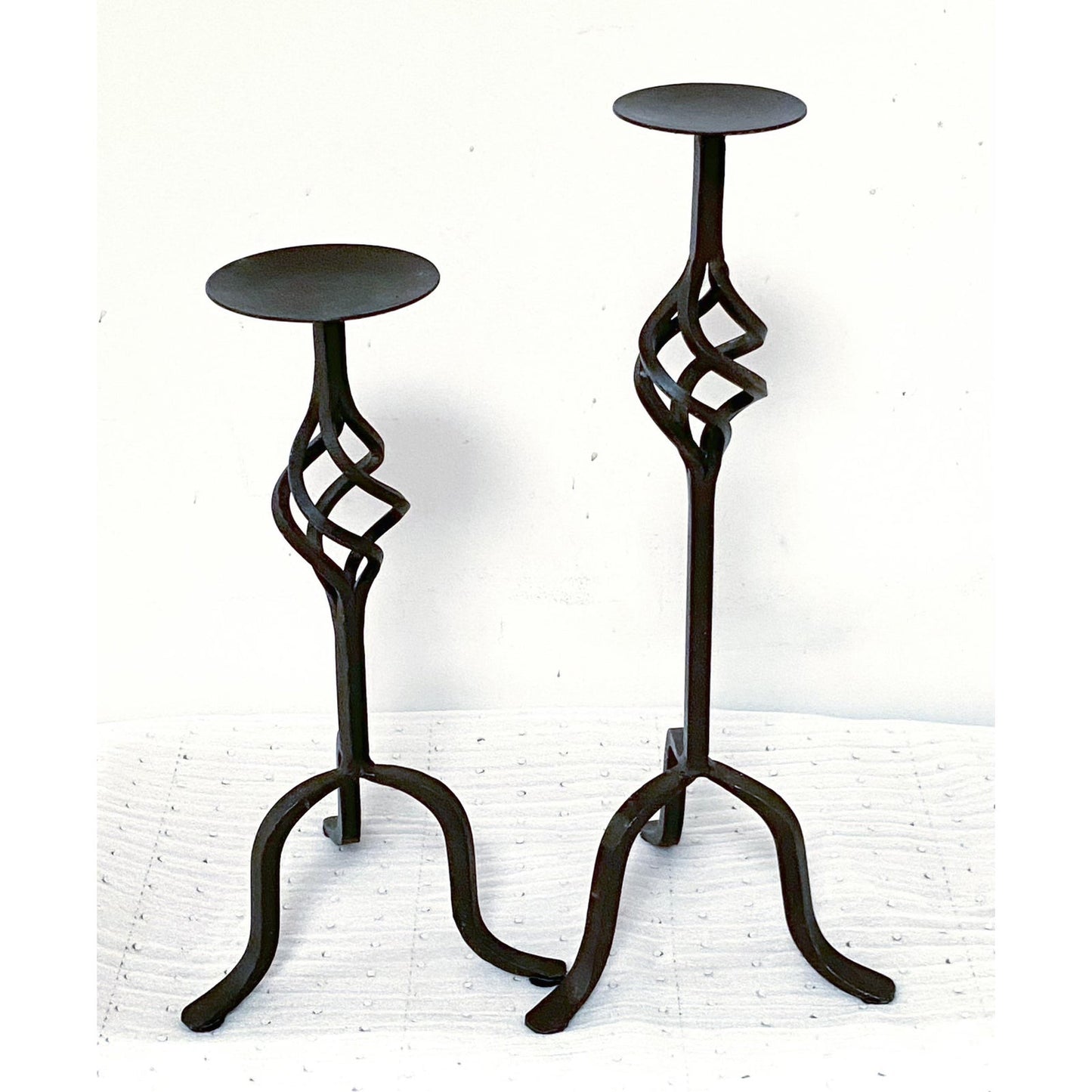 French Cast Iron Candle Holders - Pair of 2