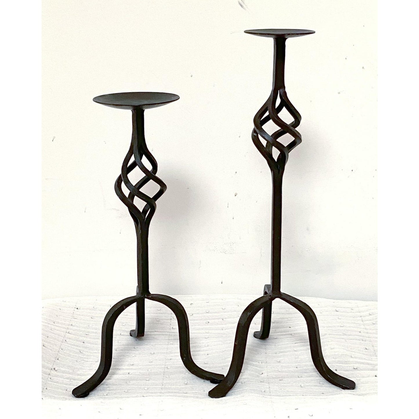 French Cast Iron Candle Holders - Pair of 2
