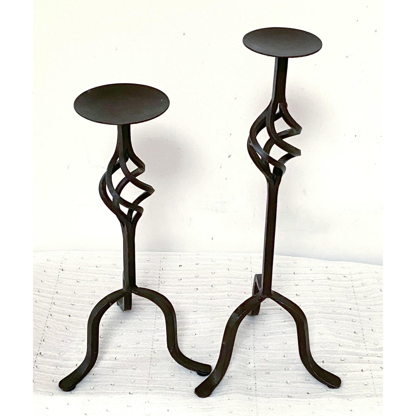 French Cast Iron Candle Holders - Pair of 2