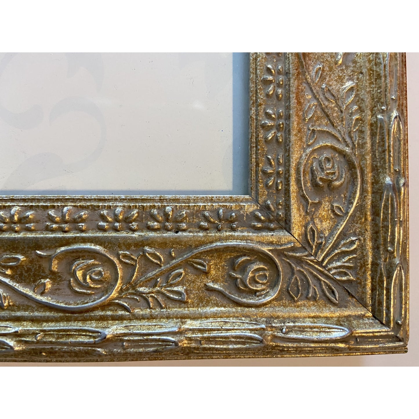 French Louis Champagne Gold Wood Glass Picture Frames - Pair of 2