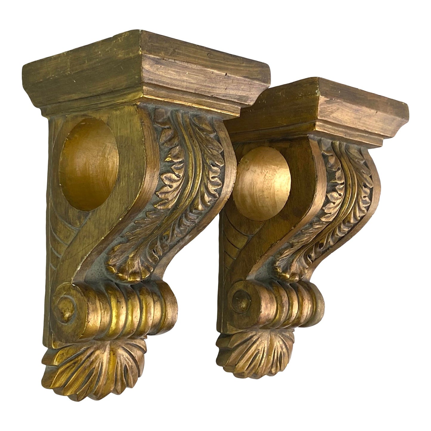 Gilt Gold Wood Drapery Holder Sconce - Pair of 2 ABBY ESSIE STUDIOS